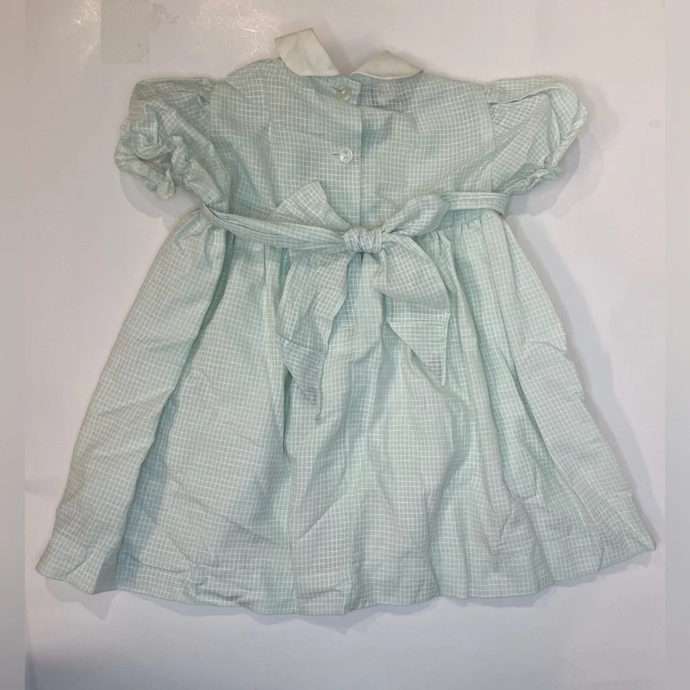 Vintage Mint Green Plaid‎ Girls Dress Sz 18-24 month